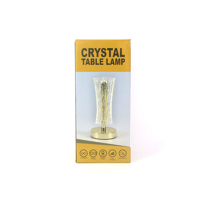 Luxury Tall Cylindrical Crystal LED Table Lamp with USB Charging – Elegant Bedside, Desk & Decorative Light