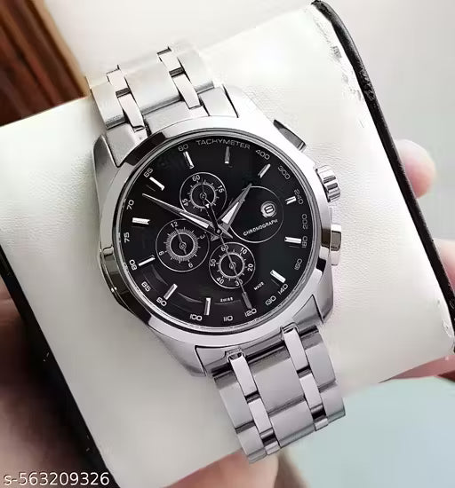 (5A) Trending Chronograph Analog Watch for Men – Stainless Steel Elegance with Date Function