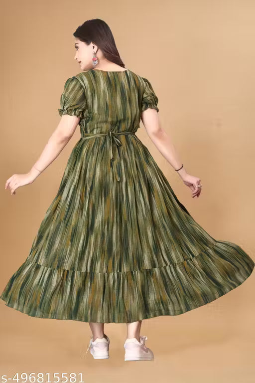 G3 - Classy Striped Georgette Dress for Women