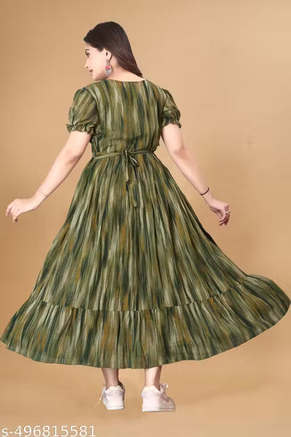 G3 - Classy Striped Georgette Dress for Women