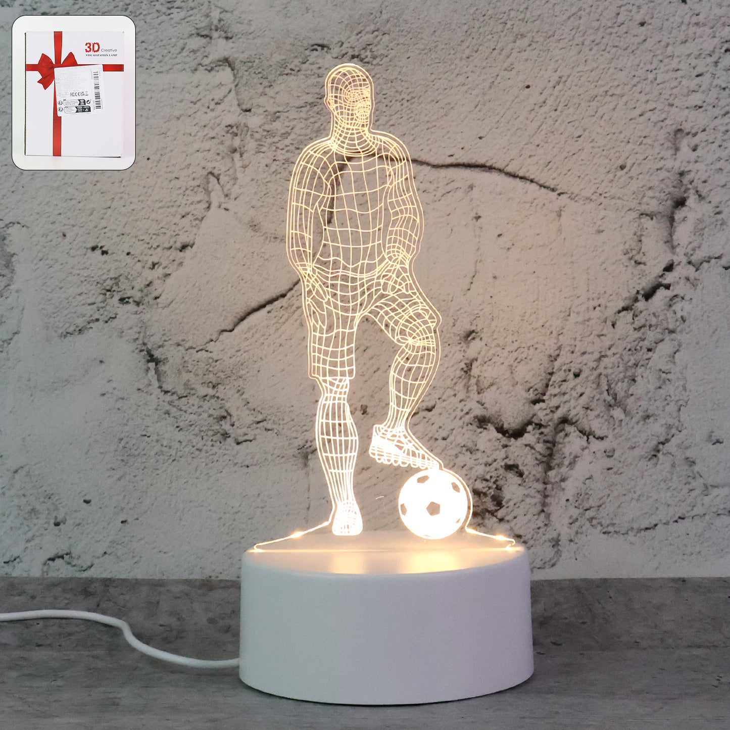 3D LED Night Lamp – Football Player Design, USB Powered