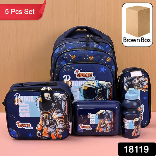 5-in-1 School Backpack Set – Includes Lunch Bag, Water Bottle & Pencil Case (Mix Color)