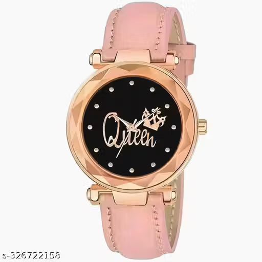 (8A) Premium Couple Queen & BF Designer Analog Leather Watches – Pack of 2