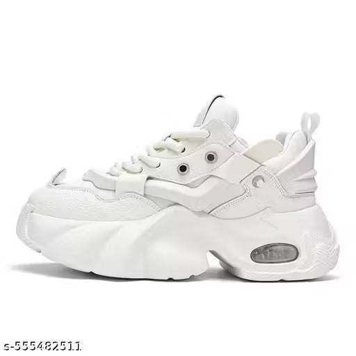 (9A) White Snacker Canvas Casual Shoes – Lightweight Lace-Up with PU Sole (Men)