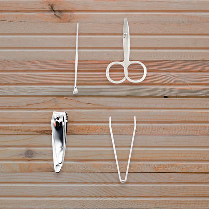 9146 Mini Nail Clipper Set – 4-Piece Stainless Steel Manicure Kit with Storage Case