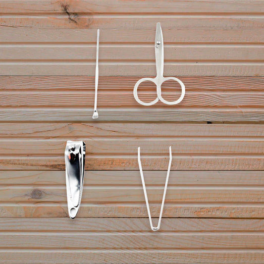 9146 Mini Nail Clipper Set – 4-Piece Stainless Steel Manicure Kit with Storage Case