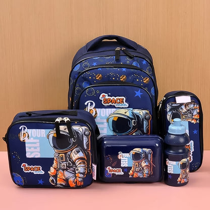 5-in-1 School Backpack Set – Includes Lunch Bag, Water Bottle & Pencil Case (Mix Color)