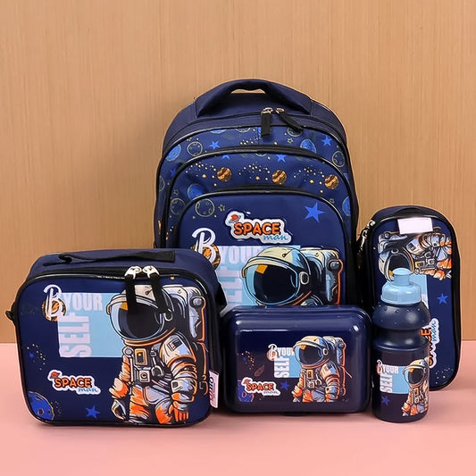 5-in-1 School Backpack Set – Includes Lunch Bag, Water Bottle & Pencil Case (Mix Color)