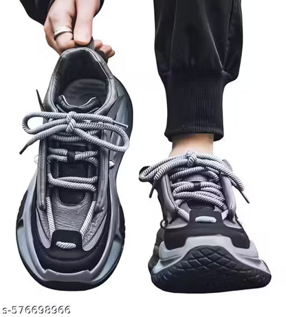 (8A) Black & Grey Chunky Sneakers – Premium Fashionable Casual Shoes for Men | Versatile & Lightweight