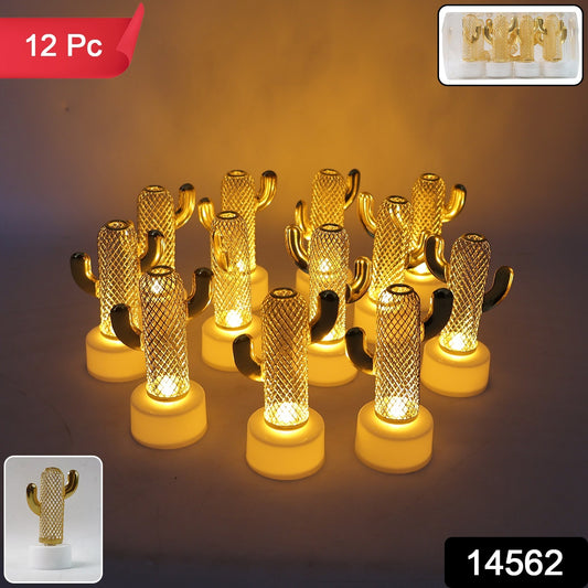 Set of 12 Decorative Cactus Shaped Flameless LED Candles – Quirky Flickering Glow