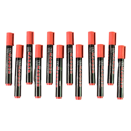 Premium Red Marker Pen Set – 12-Pack | Permanent, Waterproof & Quick-Dry