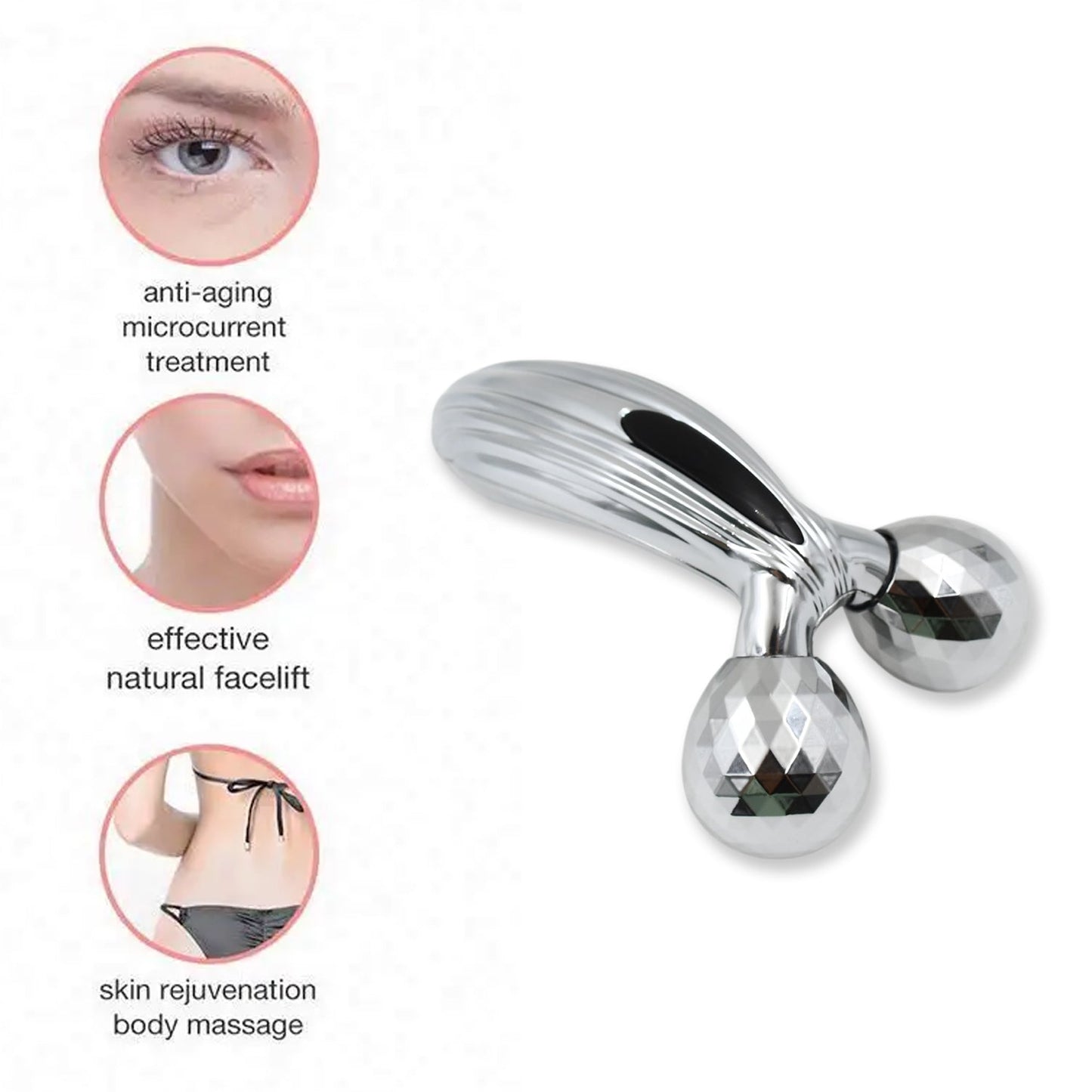3D Y-Shaped Manual Face & Body Roller Massager – Solar Powered, Firming & Lifting Tool