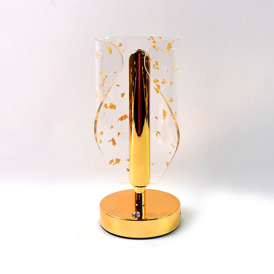 Luxury Golden Leaf Crystal LED Table Lamp with USB Charging