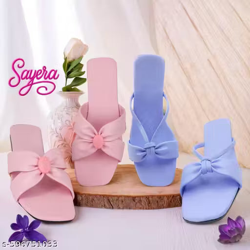 G10 - Trendy Women Sandals BOGO Combo – Lavender Bow Flats & Pink Brooch Slippers
