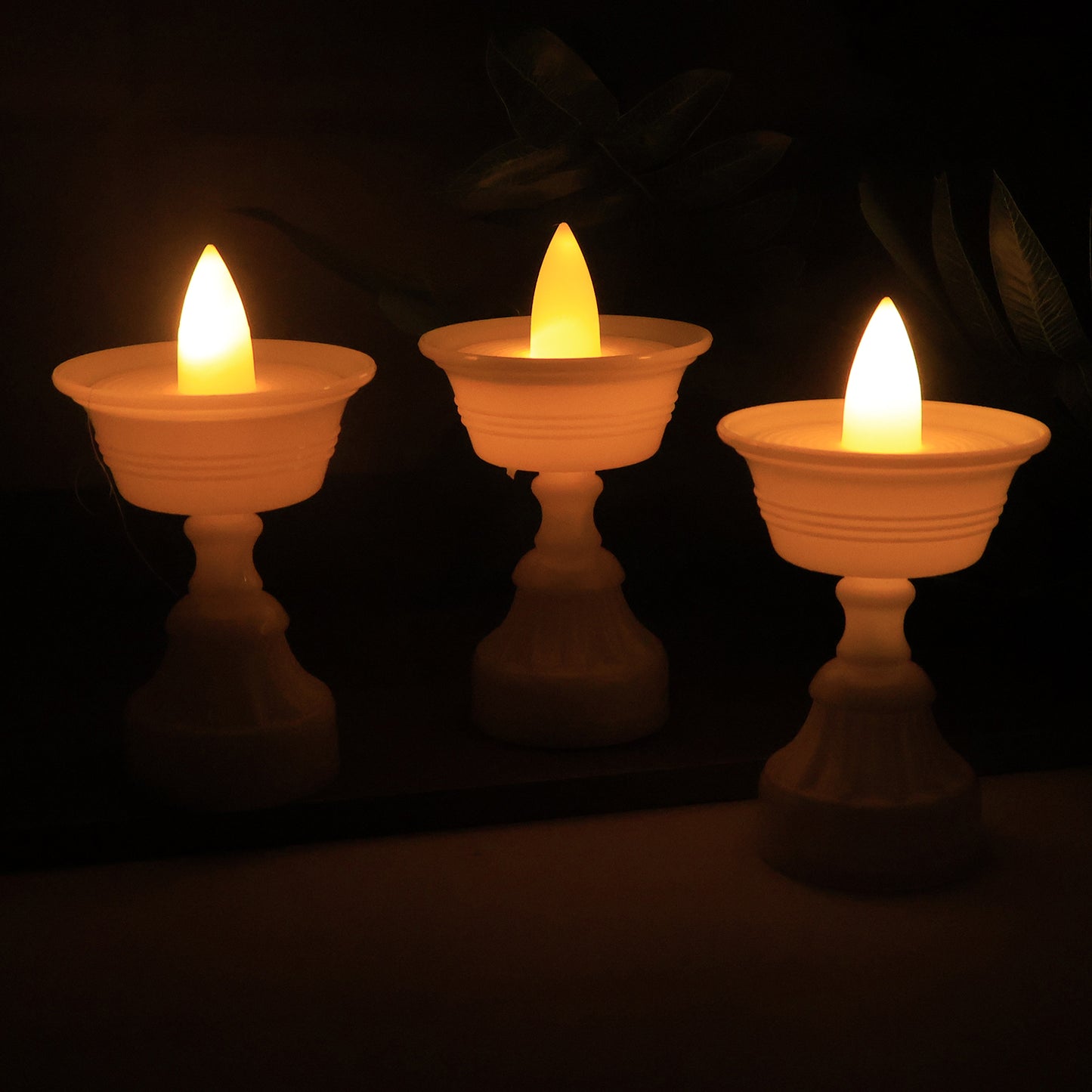 12-Pcs White Water Sensor LED Diyas – Flameless Battery Operated Decorative Lights