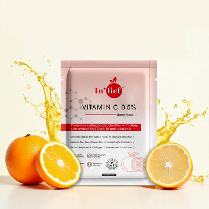 In’lief Vitamin C 0.5% Brightening & Hydrating Facial Sheet Mask – 1 Pc