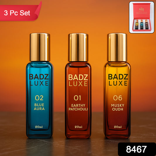 3 Pc Premium Perfume Gift Set – 20ml Each | Blue Aura, Patchouli & Oudh