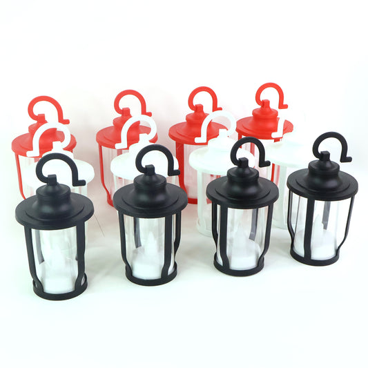 Set of 12 Lantern Shaped Flameless LED Candles with Hanging Hook – Warm Yellow Flickering Glow