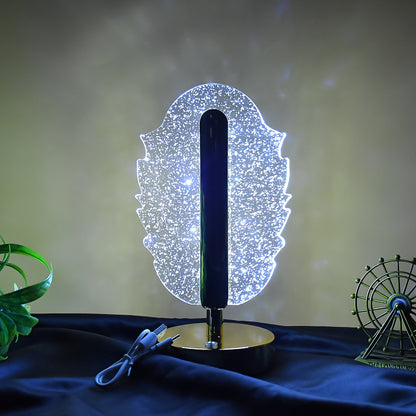 Feather Shape Crystal LED Table Lamp with USB – Modern Decorative Bedside & Study Light