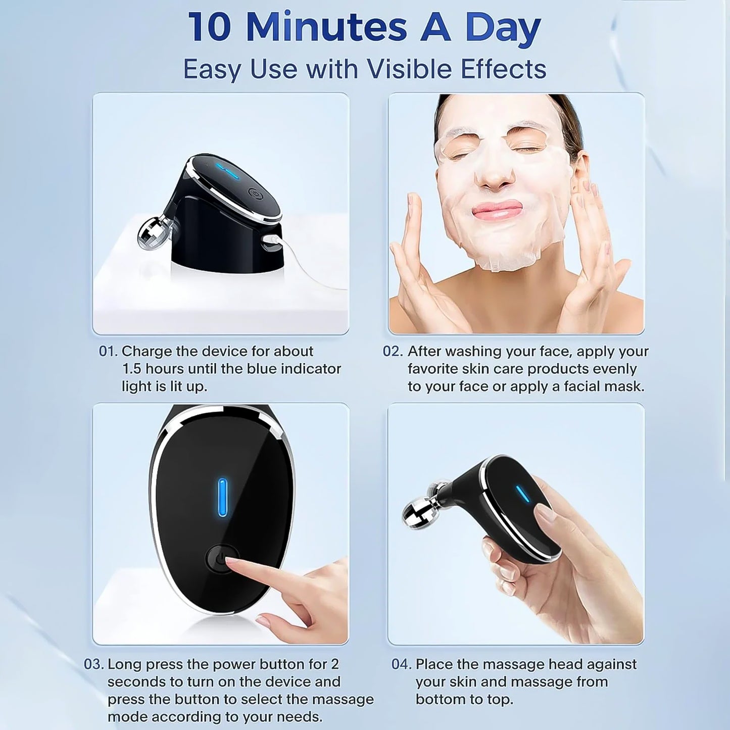 Microcurrent Facial Massager Roller – Face Lifting & Skin Tightening Device (1 Pc)
