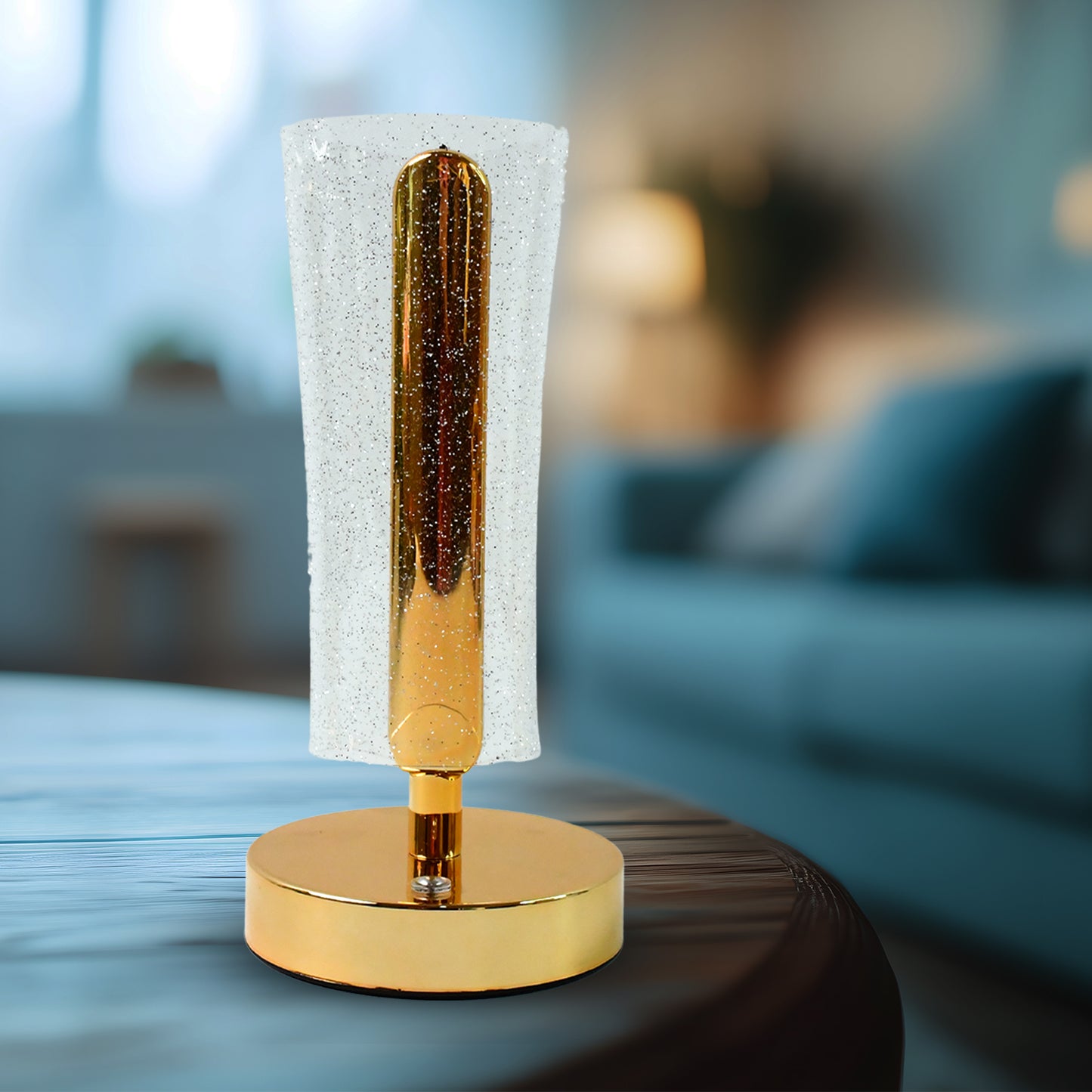 Crystal Sparkle LED Table Lamp with Golden Base – Decorative Bedside & Home Lighting
