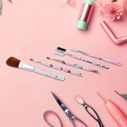 5-Piece Floral Makeup Brush Set – Eyes, Lips & Face Cosmetic Kit