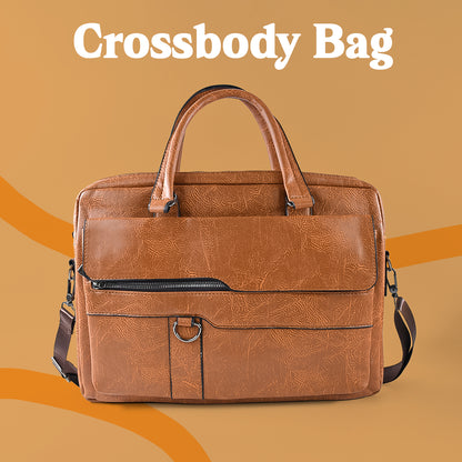 Premium Faux Leather Laptop Bag – Messenger Briefcase with Shoulder Strap