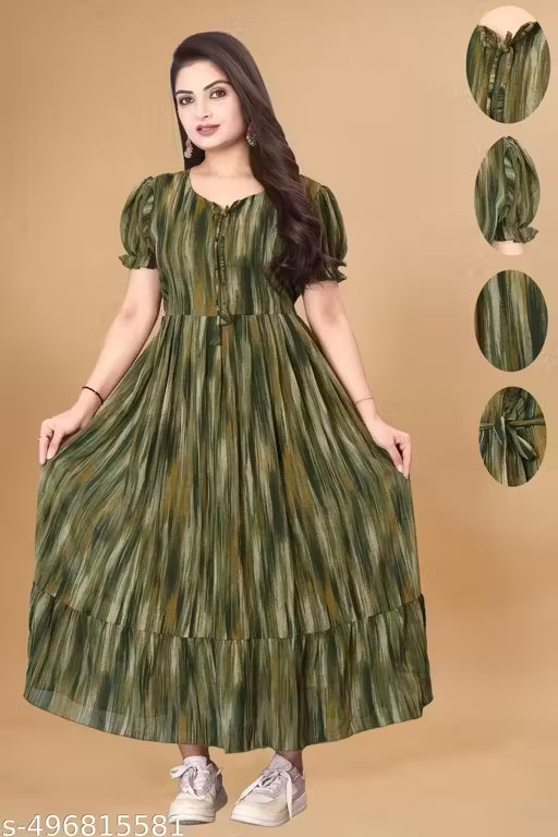 G3 - Classy Striped Georgette Dress for Women