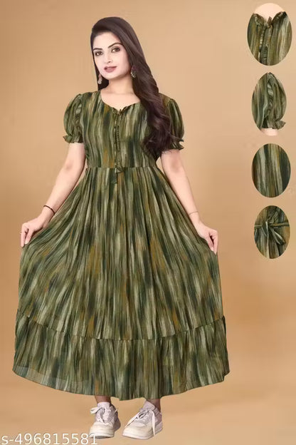 G3 - Classy Striped Georgette Dress for Women