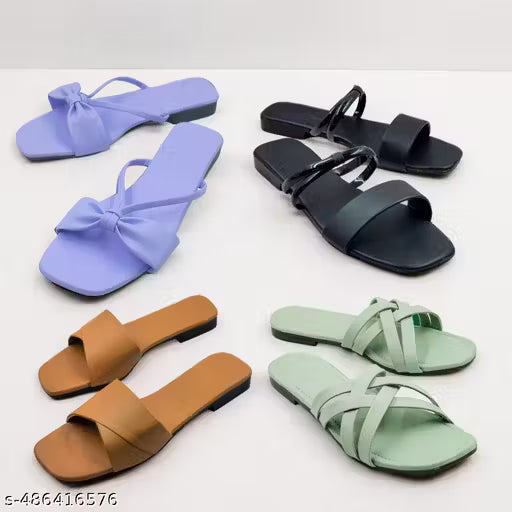 G9 - Women’s 4-Pack Flat Sandal Combo – Floral & Casual Lightweight Flats
