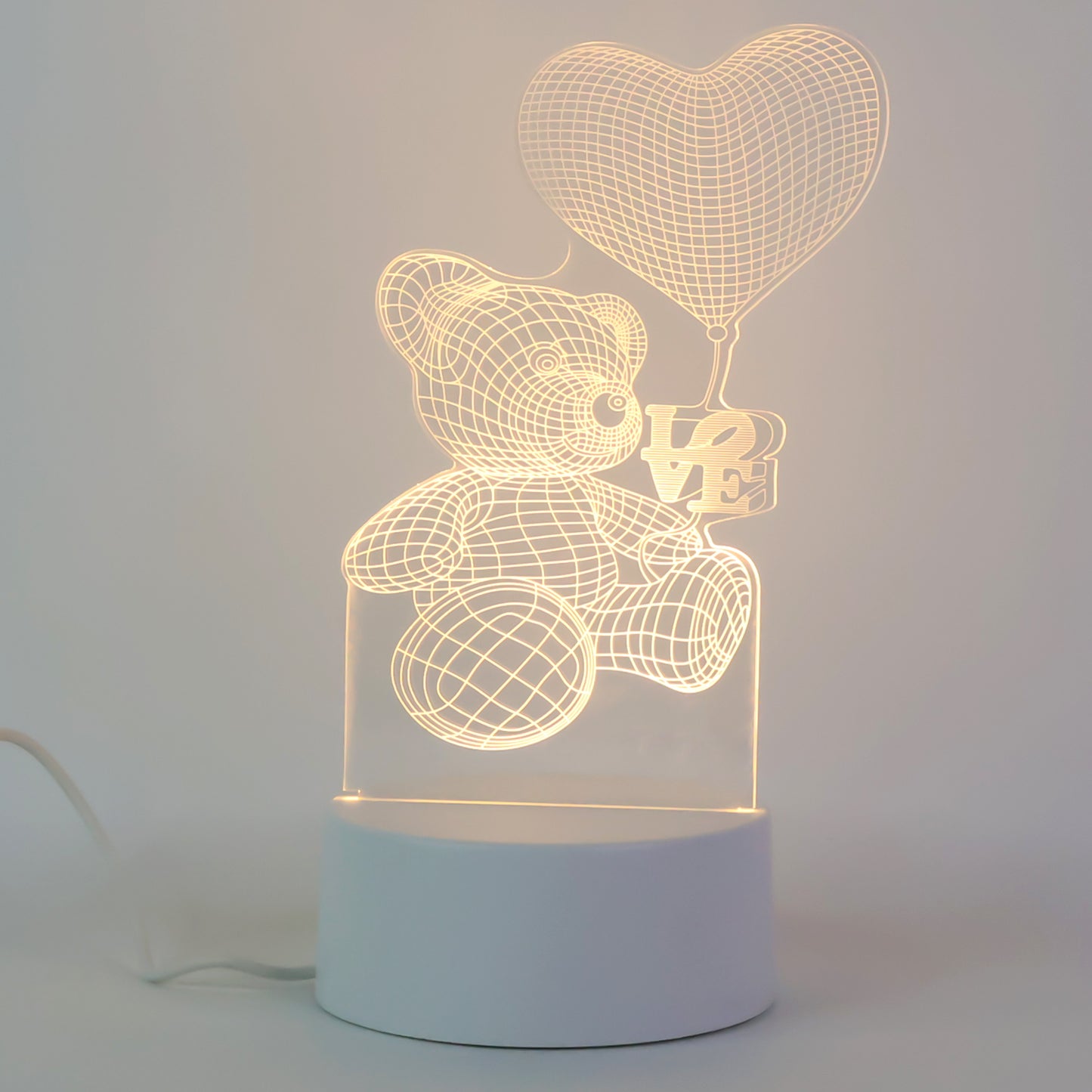 3D Teddy Bear LED Night Lamp – USB Powered Romantic & Kids Décor