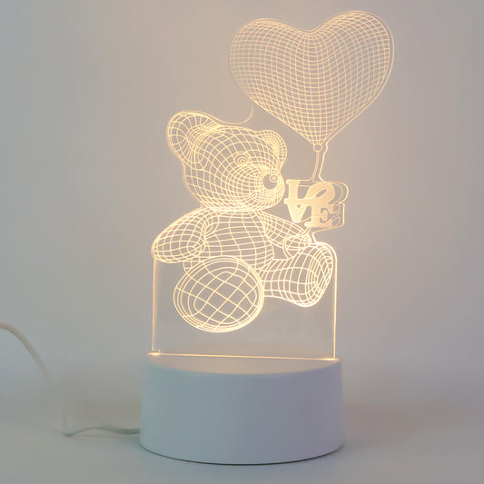3D Teddy Bear LED Night Lamp – USB Powered Romantic & Kids Décor