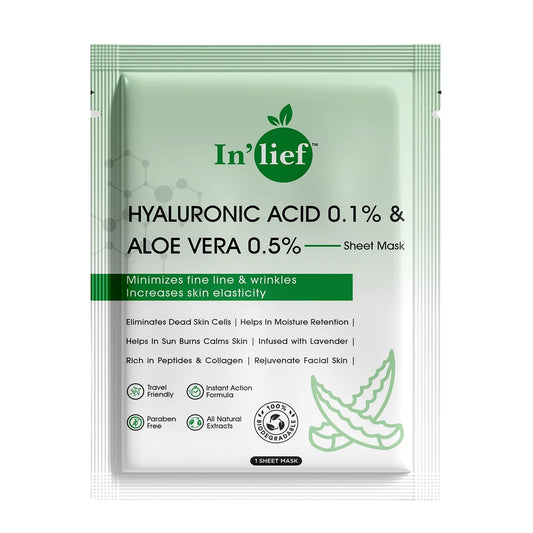 In’lief Hyaluronic Acid & Aloe Vera Hydrating Facial Sheet Mask – 1 Pc