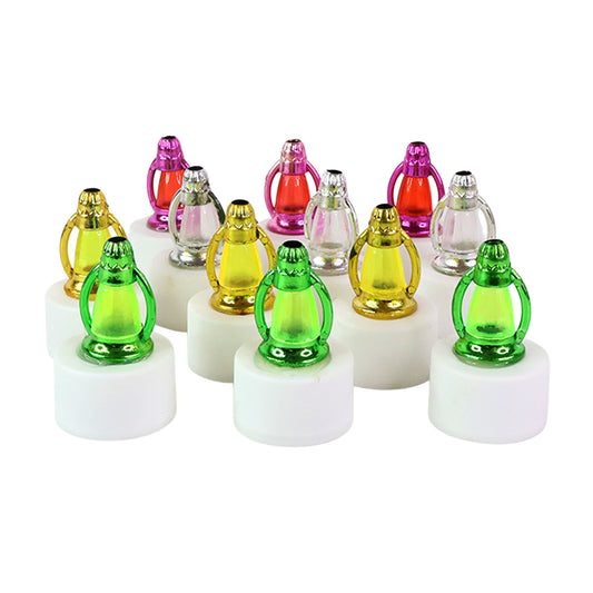 Set of 12 LED Multicolor Flameless Candle Lamps – Battery Operated