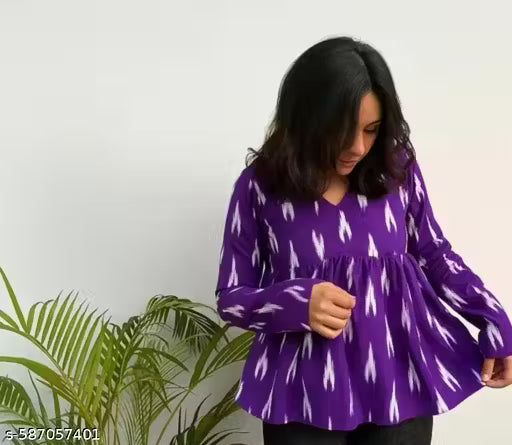G7 - 5M Design Studio Trendy V-Neck Printed Rayon Top for Women