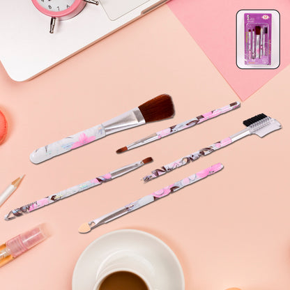 5-Piece Floral Makeup Brush Set – Eyes, Lips & Face Cosmetic Kit