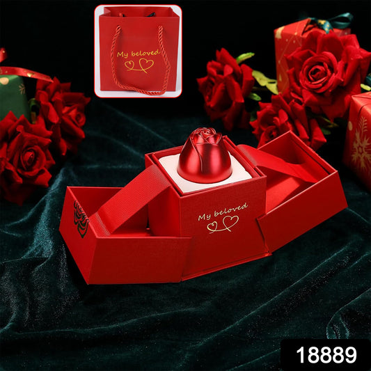 Magical Red Rose Ring & Necklace Jewellery Box – Romantic Gift for Women