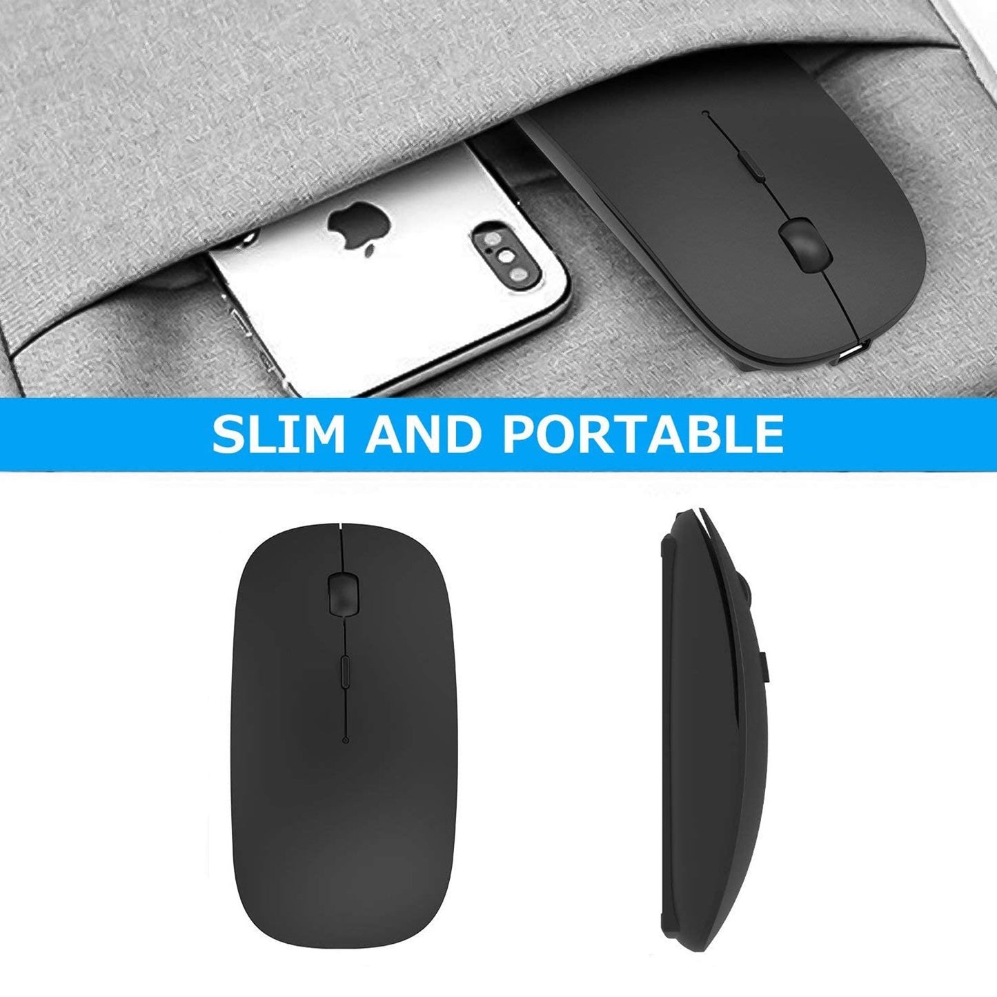 Wireless Silent Mouse – Slim Pebble Design | 1200 DPI, Long Battery
