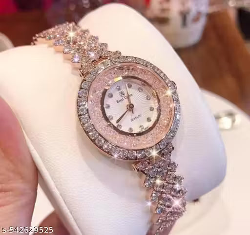 (13A) HPT Elegant Peach Dial Stainless Steel Analog Watch for Girls – Premium Bracelet Design