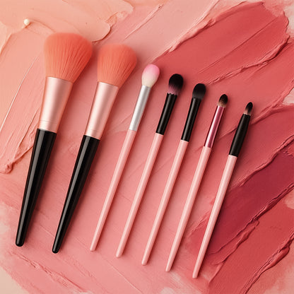 7-Piece Professional Makeup Brush Set with Travel Pouch – Face & Eye Brushes
