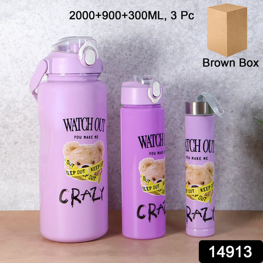 Premium 3-Piece Water Bottle Set – 2000ML + 900ML + 300ML, Leakproof & BPA-Free
