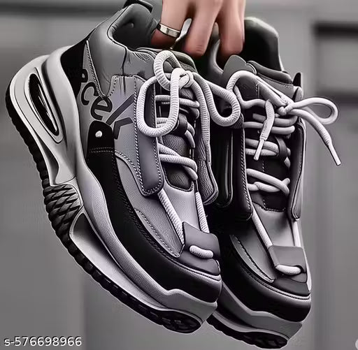 (8A) Black & Grey Chunky Sneakers – Premium Fashionable Casual Shoes for Men | Versatile & Lightweight