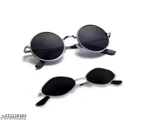 Classic Black Round Metal Sunglasses for Men – Vintage Elegance with 3-Month Warranty (9)